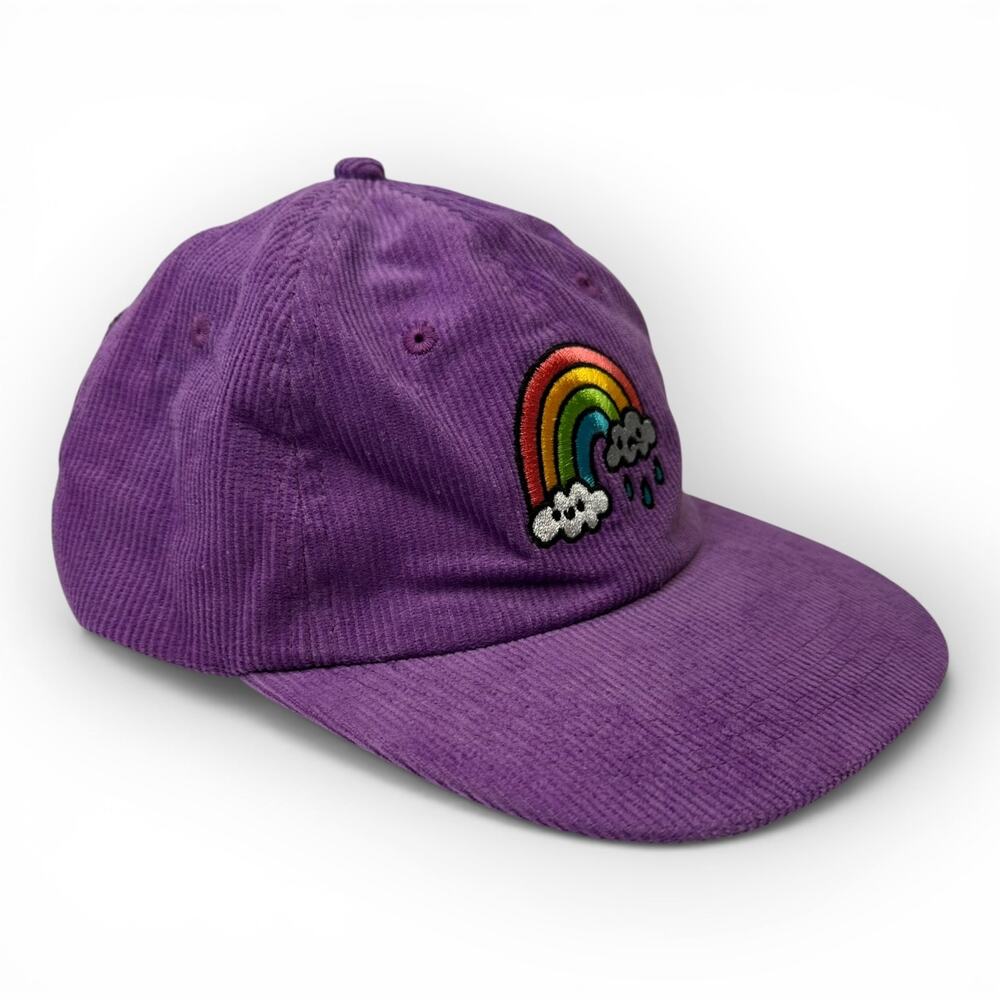 WokeFace Woke Face Corduroy Trucker Hat No Rainbows Without Rain Purple NEW